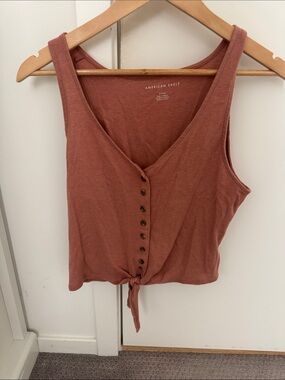 American Eagle Outfitters Rust Button-Front Tie Tank